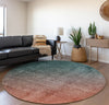 Piper Looms Mayfield Ombre AMF569 Teal Machine Washable Area Rug Round Lifestyle Image Feature