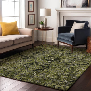 Piper Looms Mayfield Oriental AMF570 Olive Machine Washable Area Rug Lifestyle Image Feature