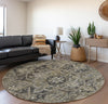 Piper Looms Mayfield Oriental AMF570 Taupe Machine Washable Area Rug Round Lifestyle Image Feature