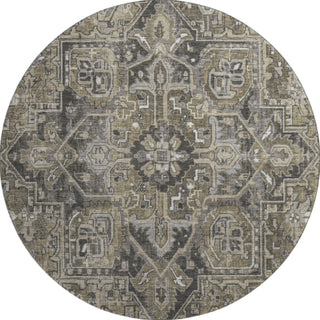 Piper Looms Mayfield Oriental AMF570 Taupe Machine Washable Area Rug Round Main Image