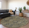 Piper Looms Mayfield Oriental AMF571 Chocolate Machine Washable Area Rug Round Lifestyle Image Feature