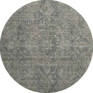 Piper Looms Mayfield Oriental AMF571 Mocha Machine Washable Area Rug Round Main Image