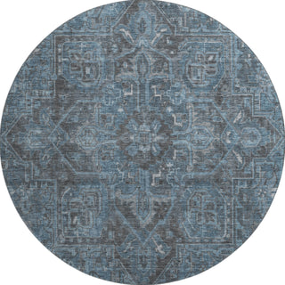 Piper Looms Mayfield Oriental AMF571 Navy Machine Washable Area Rug Round Main Image