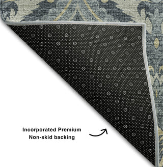 Piper Looms Mayfield Panel AMF572 Blue Machine Washable Area Rug Backing Image