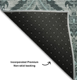 Piper Looms Mayfield Panel AMF572 Teal Machine Washable Area Rug Backing Image