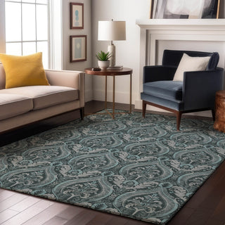 Piper Looms Mayfield Panel AMF572 Teal Machine Washable Area Rug Lifestyle Image Feature