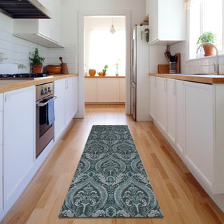 Piper Looms Mayfield Panel AMF572 Teal Machine Washable Area Rug Runner Lifestyle Image Feature