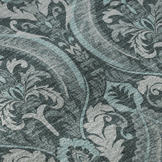 Piper Looms Mayfield Panel AMF572 Teal Machine Washable Area Rug Swatch Image
