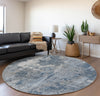 Piper Looms Mayfield Modern AMF573 Blue Machine Washable Area Rug Round Lifestyle Image Feature