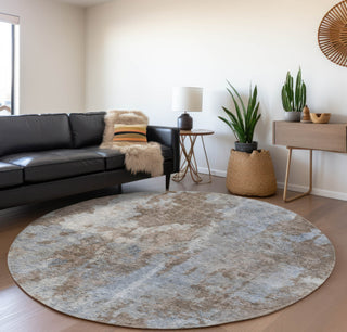 Piper Looms Mayfield Modern AMF573 Brown Machine Washable Area Rug Round Lifestyle Image Feature