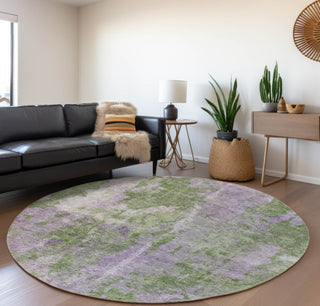 Piper Looms Mayfield Modern AMF573 Green Machine Washable Area Rug Round Lifestyle Image Feature