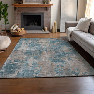 Piper Looms Mayfield Modern AMF573 Teal Machine Washable Area Rug Lifestyle Image Feature