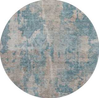 Piper Looms Mayfield Modern AMF573 Teal Machine Washable Area Rug Round Main Image