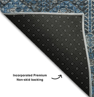 Piper Looms Mayfield Bohemian AMF574 Blue Machine Washable Area Rug Backing Image