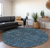 Piper Looms Mayfield Bohemian AMF574 Blue Machine Washable Area Rug Round Lifestyle Image Feature