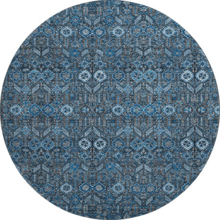 Piper Looms Mayfield Bohemian AMF574 Blue Machine Washable Area Rug Round Main Image