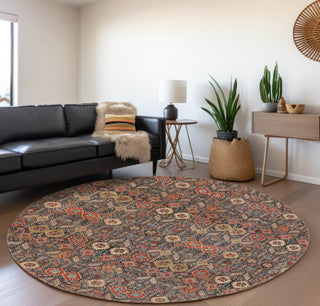 Piper Looms Mayfield Bohemian AMF574 Red Machine Washable Area Rug Round Lifestyle Image Feature