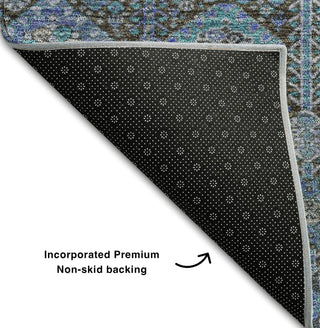 Piper Looms Mayfield Bohemian AMF574 Teal Machine Washable Area Rug Backing Image