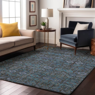 Piper Looms Mayfield Bohemian AMF574 Teal Machine Washable Area Rug Lifestyle Image Feature
