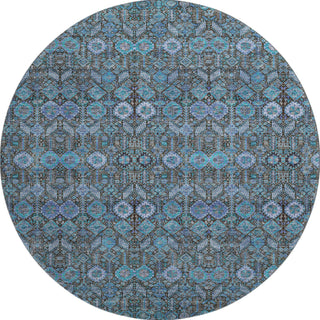 Piper Looms Mayfield Bohemian AMF574 Teal Machine Washable Area Rug Round Main Image
