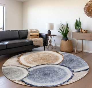Piper Looms Mayfield Organic AMF575 Beige Machine Washable Area Rug Round Lifestyle Image Feature