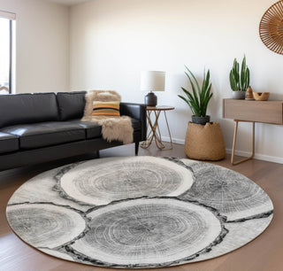 Piper Looms Mayfield Organic AMF575 Gray Machine Washable Area Rug Round Lifestyle Image Feature