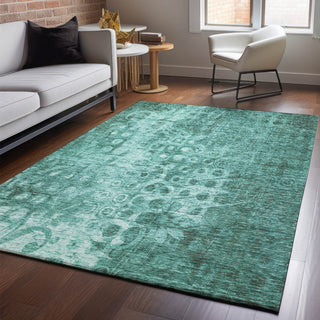 Piper Looms Mayfield Ikat AMF577 Teal Machine Washable Area Rug Lifestyle Image Feature