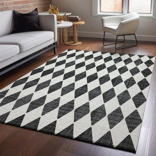 Piper Looms Mayfield Diamonds AMF578 Black Machine Washable Area Rug Lifestyle Image Feature