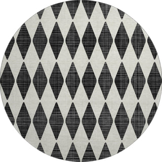 Piper Looms Mayfield Diamonds AMF578 Black Machine Washable Area Rug Round Main Image