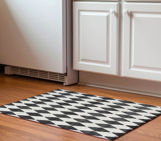Piper Looms Mayfield Diamonds AMF578 Black Machine Washable Area Rug Scatter Lifestyle Image Feature