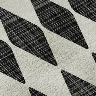 Piper Looms Mayfield Diamonds AMF578 Black Machine Washable Area Rug Swatch Image