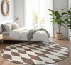 Piper Looms Mayfield Diamonds AMF578 Brown Machine Washable Area Rug Round Lifestyle Image Feature