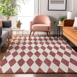 Piper Looms Mayfield Diamonds AMF578 Burgundy Machine Washable Area Rug Lifestyle Image Feature