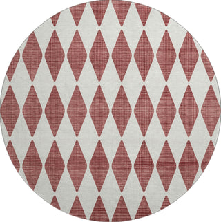 Piper Looms Mayfield Diamonds AMF578 Burgundy Machine Washable Area Rug Round Main Image