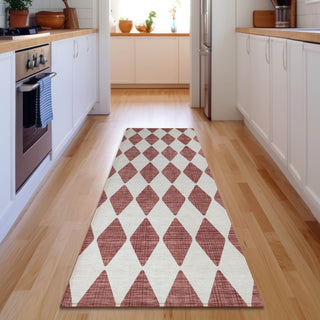 Piper Looms Mayfield Diamonds AMF578 Burgundy Machine Washable Area Rug Runner Lifestyle Image Feature