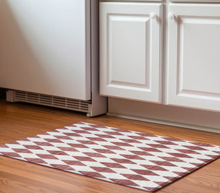 Piper Looms Mayfield Diamonds AMF578 Burgundy Machine Washable Area Rug Scatter Lifestyle Image Feature