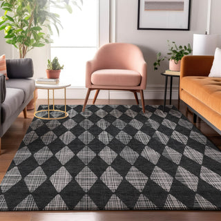 Piper Looms Mayfield Diamonds AMF578 Charcoal Machine Washable Area Rug Lifestyle Image Feature