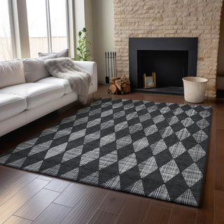 Piper Looms Mayfield Diamonds AMF578 Charcoal Machine Washable Area Rug Lifestyle Image Feature