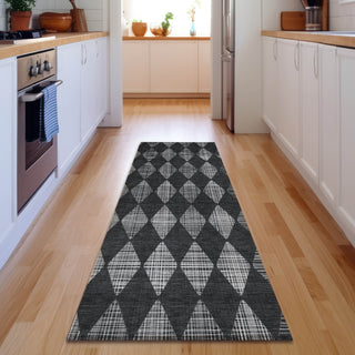 Piper Looms Mayfield Diamonds AMF578 Charcoal Machine Washable Area Rug Runner Lifestyle Image Feature