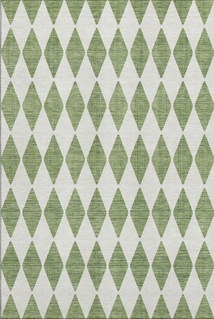 Piper Looms Mayfield Diamonds AMF578 Green Machine Washable Area Rug main image
