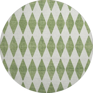 Piper Looms Mayfield Diamonds AMF578 Green Machine Washable Area Rug Round Main Image