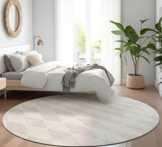 Piper Looms Mayfield Diamonds AMF578 Ivory Machine Washable Area Rug Round Lifestyle Image Feature