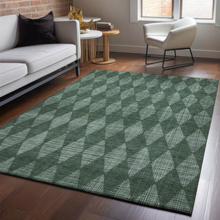 Piper Looms Mayfield Diamonds AMF578 Olive Machine Washable Area Rug Lifestyle Image Feature