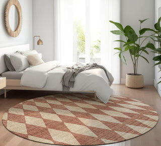 Piper Looms Mayfield Diamonds AMF578 Paprika Machine Washable Area Rug Round Lifestyle Image Feature