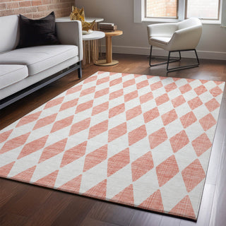 Piper Looms Mayfield Diamonds AMF578 Salmon Machine Washable Area Rug Lifestyle Image Feature