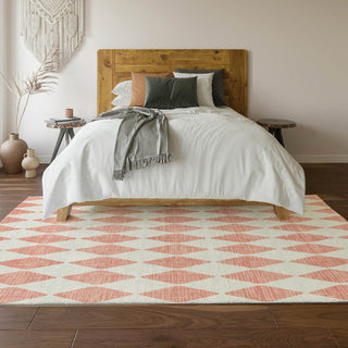 Piper Looms Mayfield Diamonds AMF578 Salmon Machine Washable Area Rug Lifestyle Image Feature