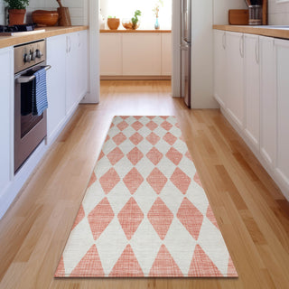 Piper Looms Mayfield Diamonds AMF578 Salmon Machine Washable Area Rug Runner Lifestyle Image Feature