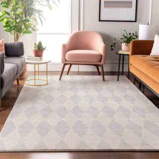 Piper Looms Mayfield Diamonds AMF578 Silver Machine Washable Area Rug Lifestyle Image Feature