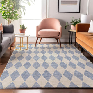 Piper Looms Mayfield Diamonds AMF578 Sky Machine Washable Area Rug Lifestyle Image Feature