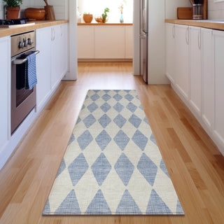 Piper Looms Mayfield Diamonds AMF578 Sky Machine Washable Area Rug Runner Lifestyle Image Feature